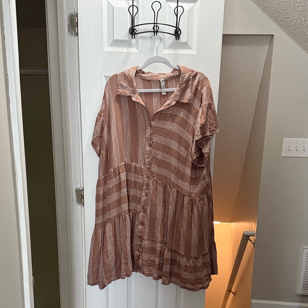 Torrid Brown Striped Tunic Top